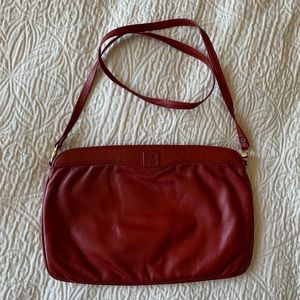 Anne Klein for Calderon red leather clutch/shoulder purse.